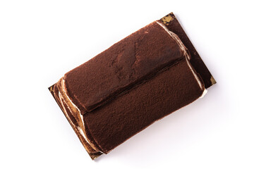 Traditional tiramisu cake isolated on white background.Top view