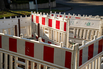 Barrier red white of a construction site