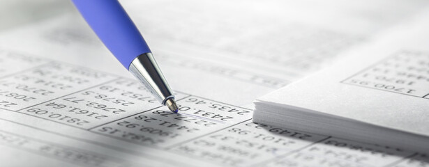 Financial data analyzing and report chart data, pen marking financial data.