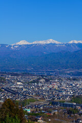 長野県飯田市　南アルプスと飯田市街