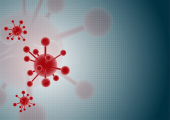 Coronavirus COVID-2019 on a red and blue futuristic background banner / vector