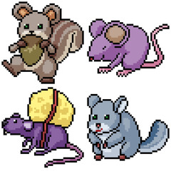 pixel art set isolated funny rodent