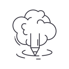 Creative brain icon, linear isolated illustration, thin line vector, web design sign, outline concept symbol with editable stroke on white background.