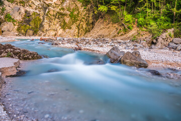The flowing waters of the Torre torrent. Friuli