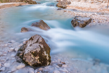 The flowing waters of the Torre torrent. Friuli