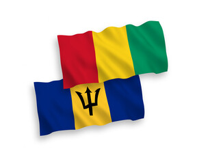 Flags of Barbados and Guinea on a white background