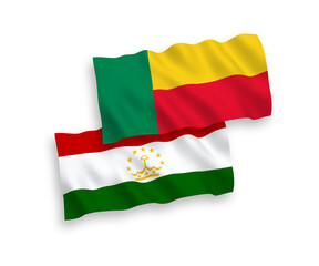 Flags of Tajikistan and Benin on a white background