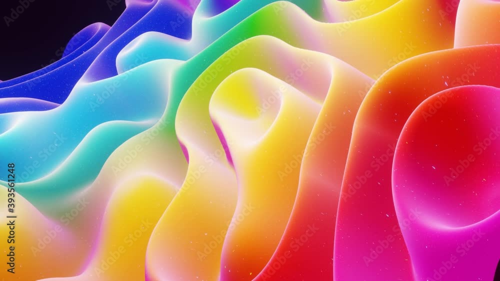 Poster beautiful abstract 3d surface with glitter sparkles, extruded or displaced waves transform in loop. 