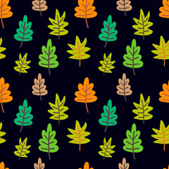 Boho leaf seamless pattern. Cartoon vector stock illustration. EPS 10