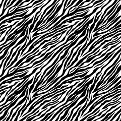 Zebra seamless pattern. Black and white zebra stripes. Vector zoo fabric animal skin material. Animal seamless prints