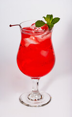 cherry cocktail with mint leaf