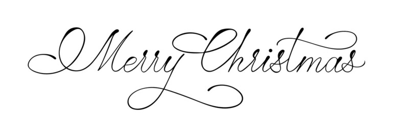 Merry Christmas calligraphic note isolated on white background