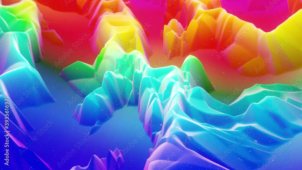 Poster beautiful abstract 3d surface with glitter sparkles, extruded or displaced waves transform in loop. 