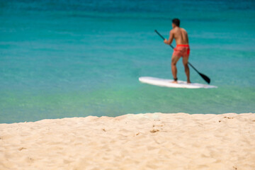 Empty White beach of Boracay island in the daytime. No Chinese tourists because of the coronavirus....