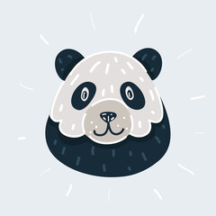 Vector illustration of Face of a giant panda on white isolated background.