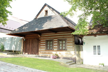 Fototapeta na wymiar Lanckorona - little village near Cracow, Poland. Tourist attraction for the well preserved 19th century wooden houses
