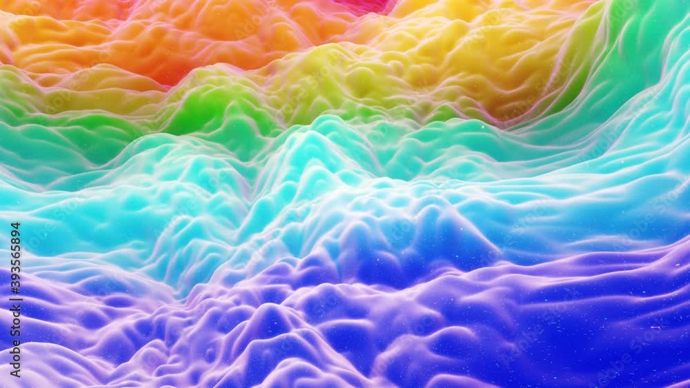 Poster beautiful abstract 3d surface with glitter sparkles, extruded or displaced waves transform in loop. 