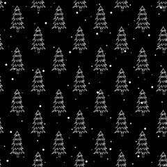 Seamless pattern with Christmas trees and  snow.  Can be used  for fabric, phone case and wrapping paper. .