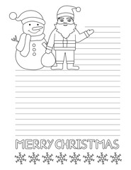 Christmas greeting card. Christmas letter. Coloring page.