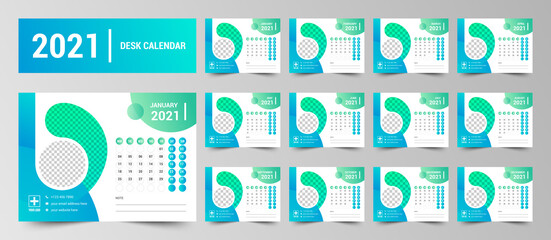 Modern Desk Calendar 2021 template design vector