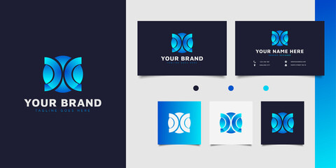 DOC or COC initial letter logo with modern concept in blue gradient