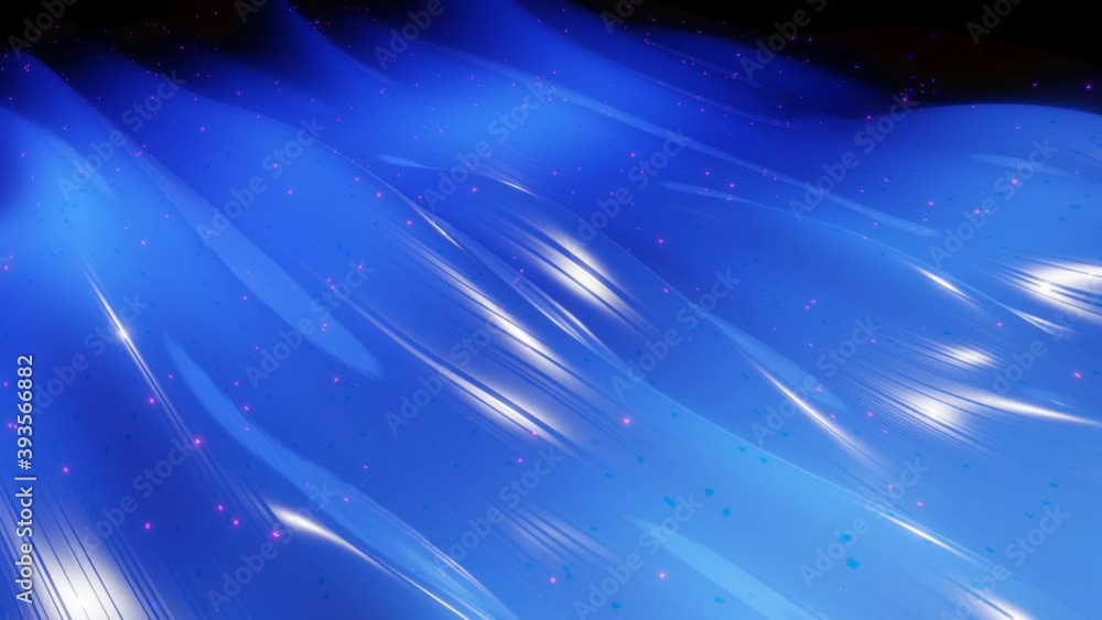 Poster abstract 3d surface with beautiful waves, luminous sparkles and bright color gradient. waves run on 