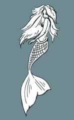 Poster illustration of a mermaid - digital artwork for wall decoration or wallpaper