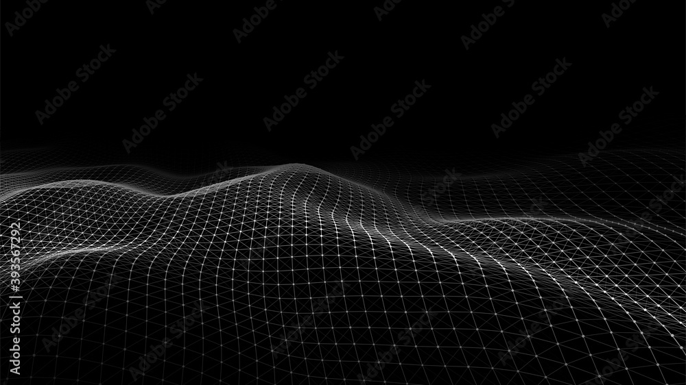 Aufkleber digital dynamic wave of particles. vector abstract futuristic background. big data visualization.