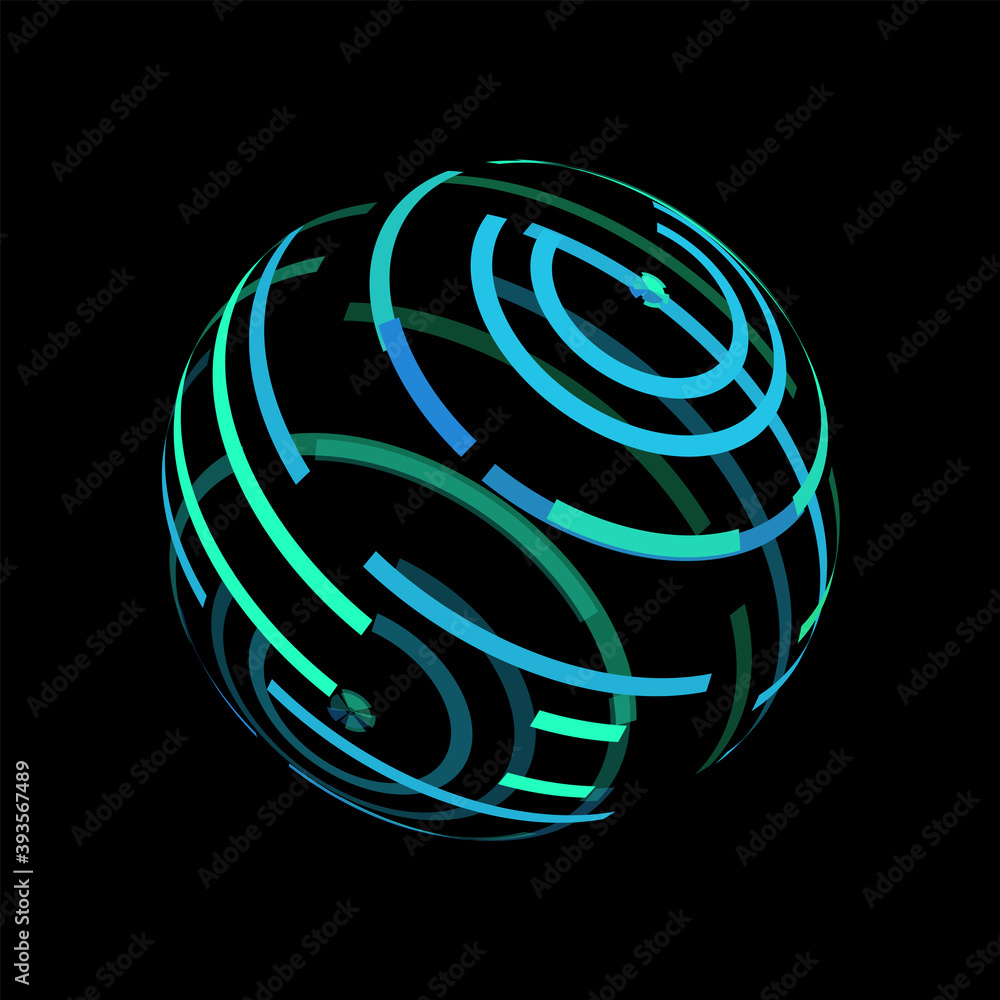 Poster technology vector spheres. digital hud element consisting of lines. futuristic illustration.