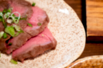 Blur background of a gourmet filet mignon steak