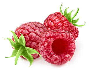Raspberry with clipping path isolated on a white background