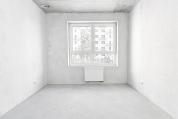 interior of the apartment without decoration in gray colors