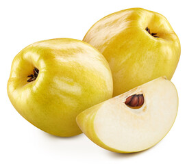 Quince and slices isolated white