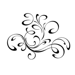 decorative abstract ornament with curls in black lines on a white background