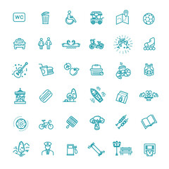 City park icons set. The open plot of land for recreation