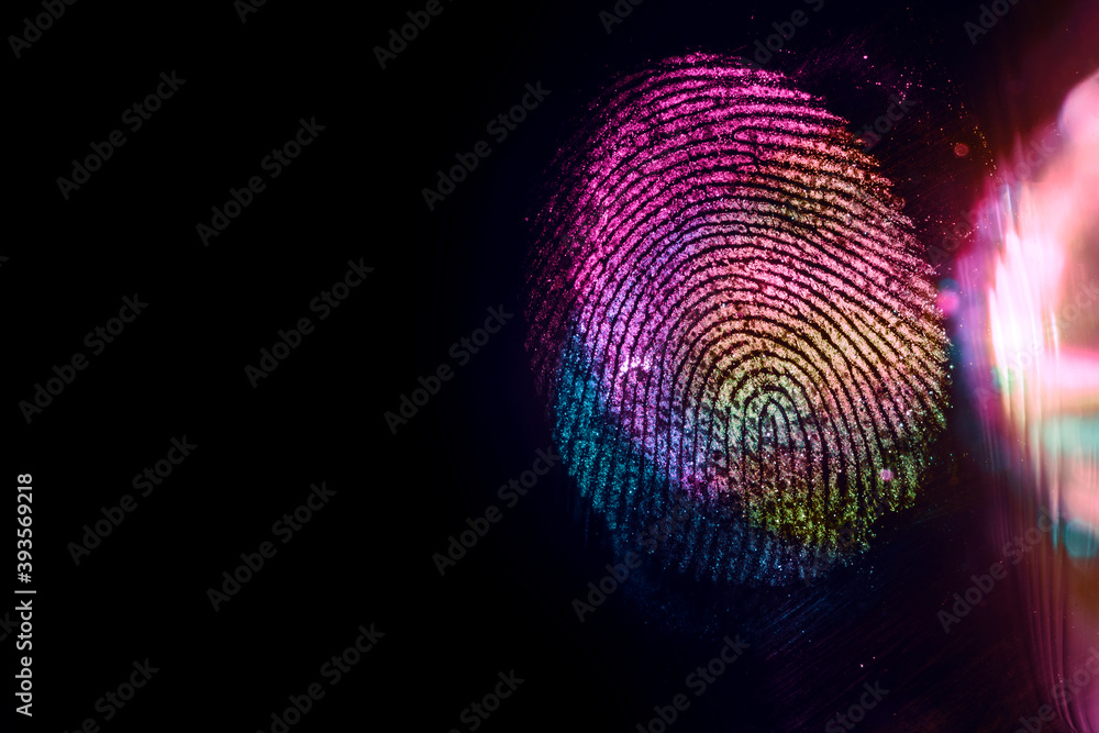 Fototapete close up beautiful abstract multi colored fingerprint on background texture for design. macro photog