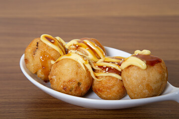 Fried Takoyaki balls dumpling - japanese food
