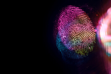 Close up beautiful abstract multi colored fingerprint on  background texture for design. Macro...