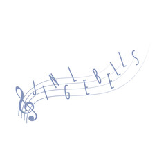 Music notes Jingle bells Christmas carol, cartoon vector illustration