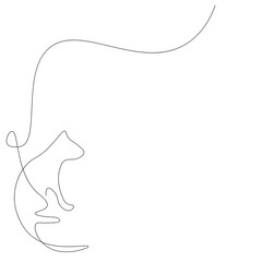 Cat silhouette line drawing . Vector illustration