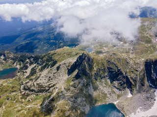 Aerial view of The Seven Rila Lakes, Rila Mountain, Bulgaria