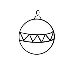 Black and white linear minimalistic illustration. Linear art. Christmas ball.
