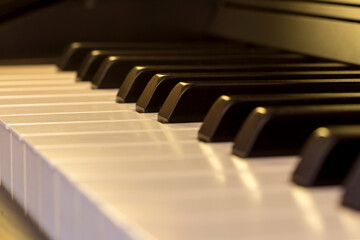 Close-up of electronic piano keys.