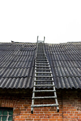 wooden staircase to the roof of an old house