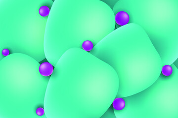 Composition with voluminous blue objects and violet spheres. Vector EPS10