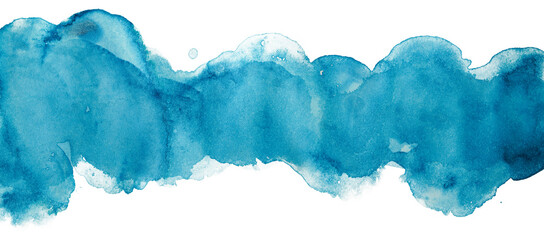 Watercolor stain stripe banner background element on white background.