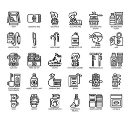 Set of Backpacker thin line and pixel perfect icons for any web and app project.