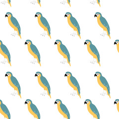 Obraz premium Seamless pattern with bright bird - macaw parrot.