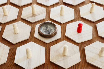 business concept image of people figures over wooden table, human resources and management concept
