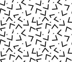 Seamless black, white abstract pattern, Memphis style